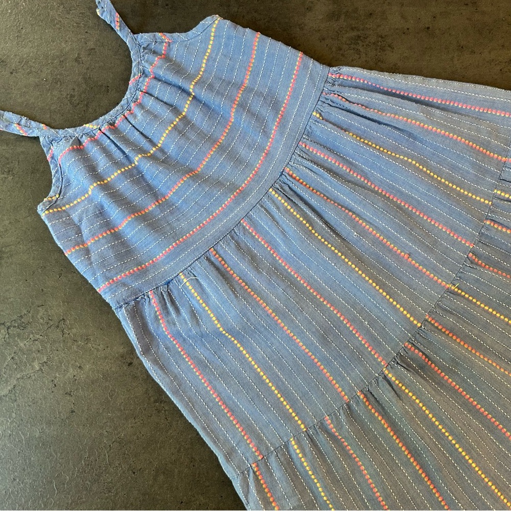 Blue Maxi Dress With Colorful Stitching
